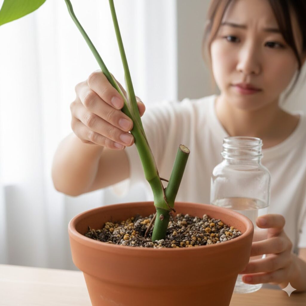 モンステラ　気根なしの挿し木はいきなり土に植えても平気？