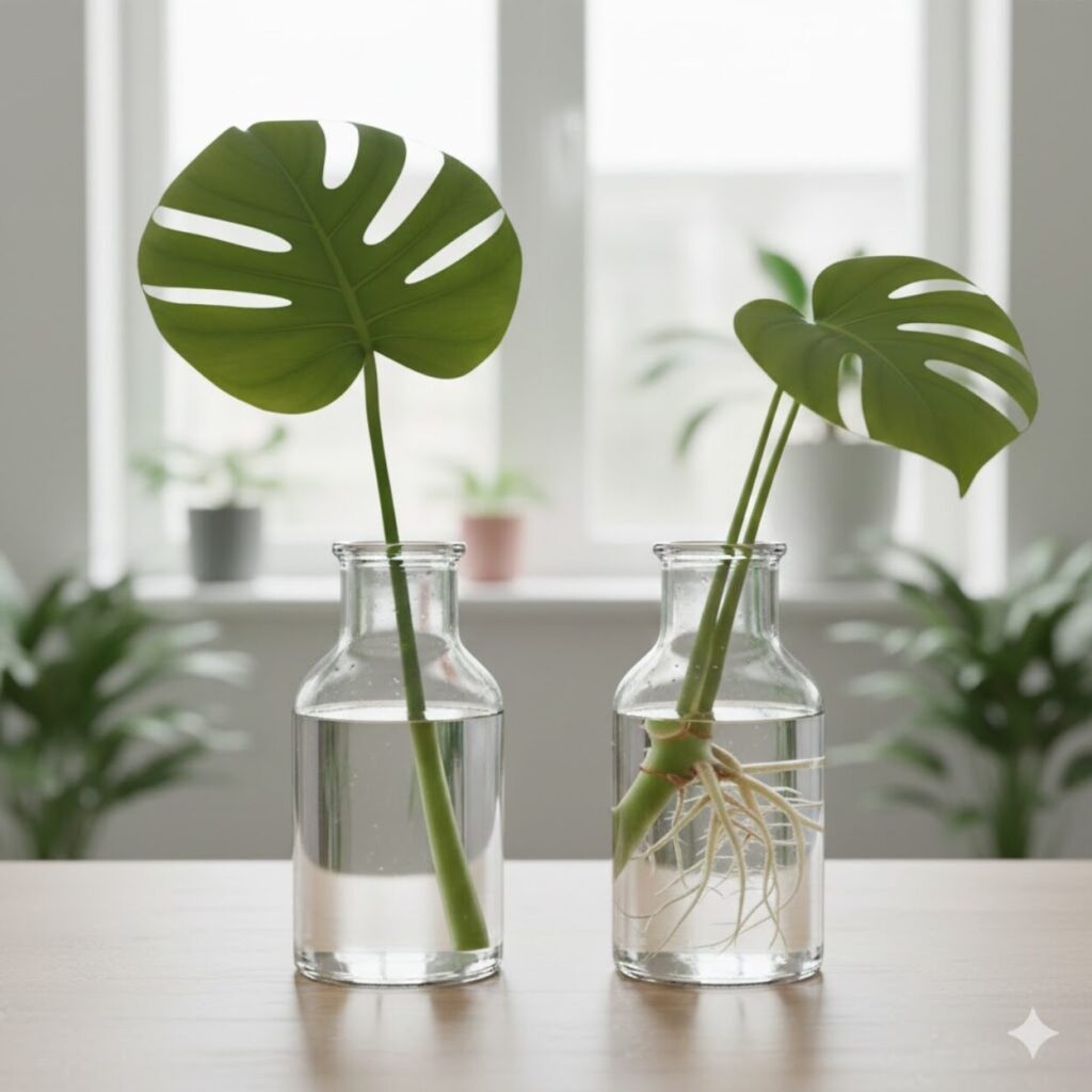 モンステラ 水差しは葉だけでは育たない