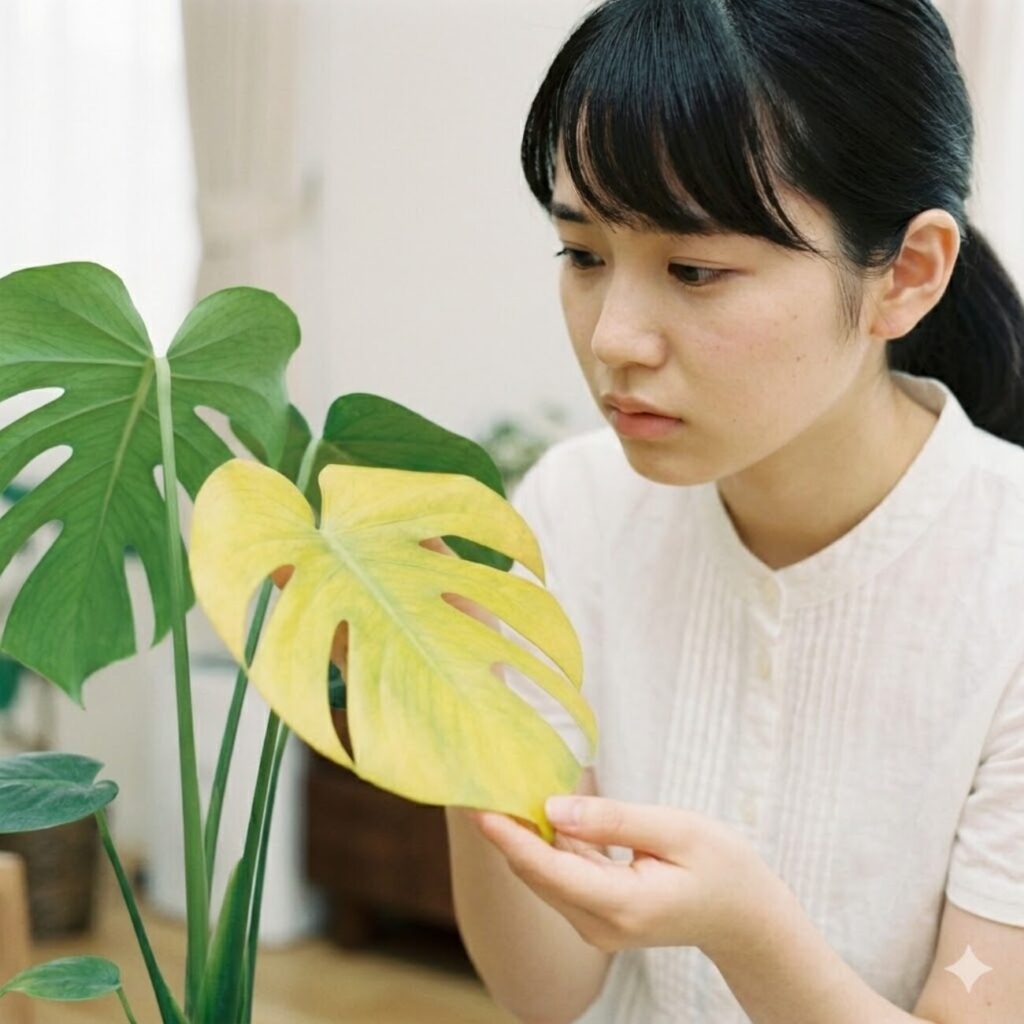 モンステラ　葉が黄色い原因は栄養不足？