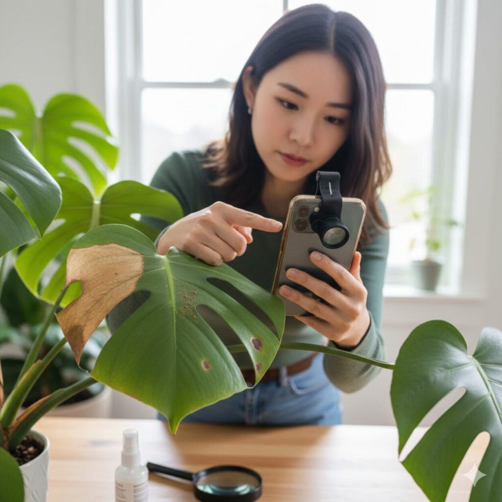 モンステラ 葉に茶色い斑点がある原因