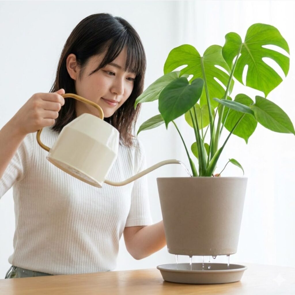 モンステラ　適切な水やりで葉の水分量を維持する