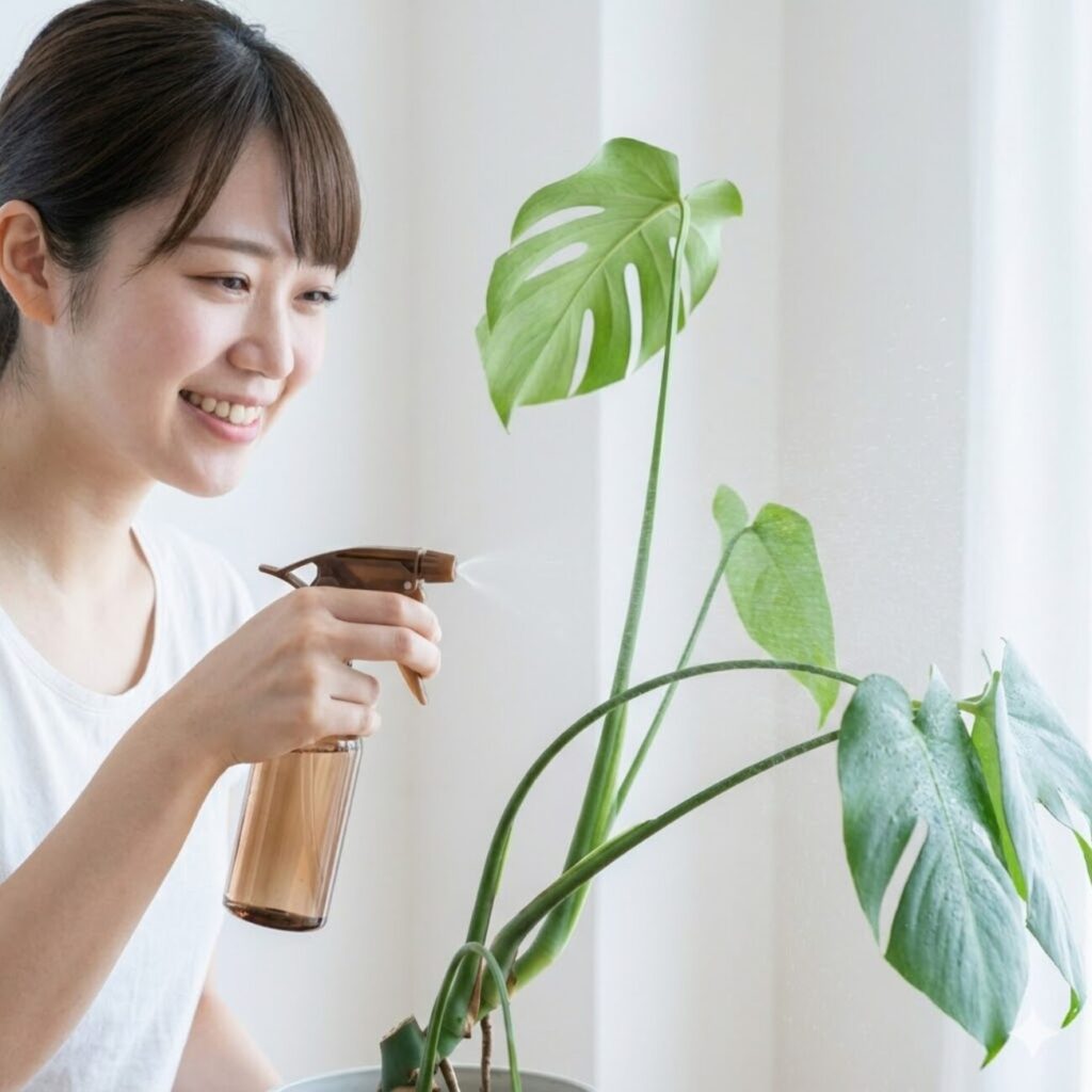 モンステラ　霧吹きをしたらどうなるか