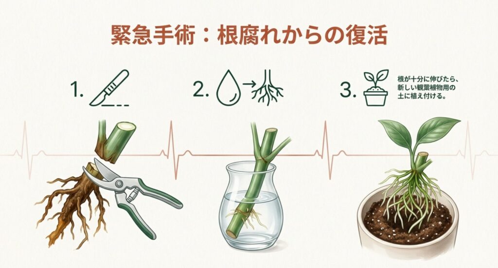 根腐れしたモンステラを復活させる緊急処置3ステップ