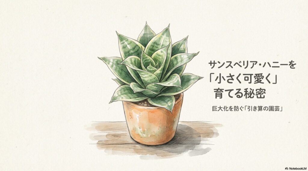 サンスベリア・ハニーの育て方ガイド表紙：小さく可愛く育てる引き算の園芸