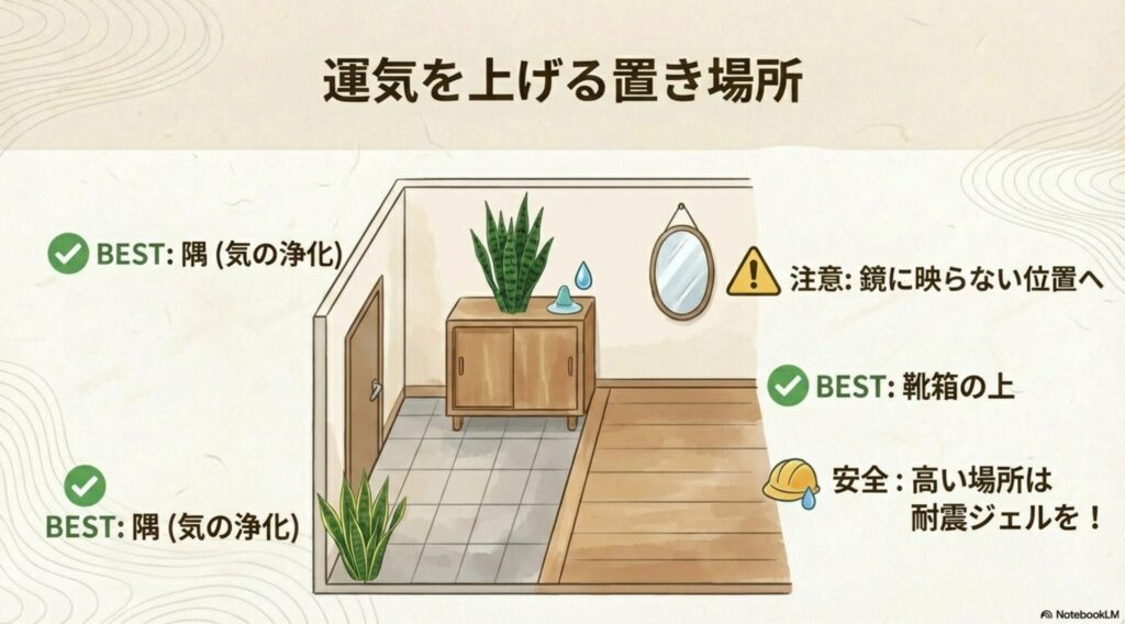 運気を上げるサンスベリアの置き場所（玄関の隅・靴箱の上）と注意点