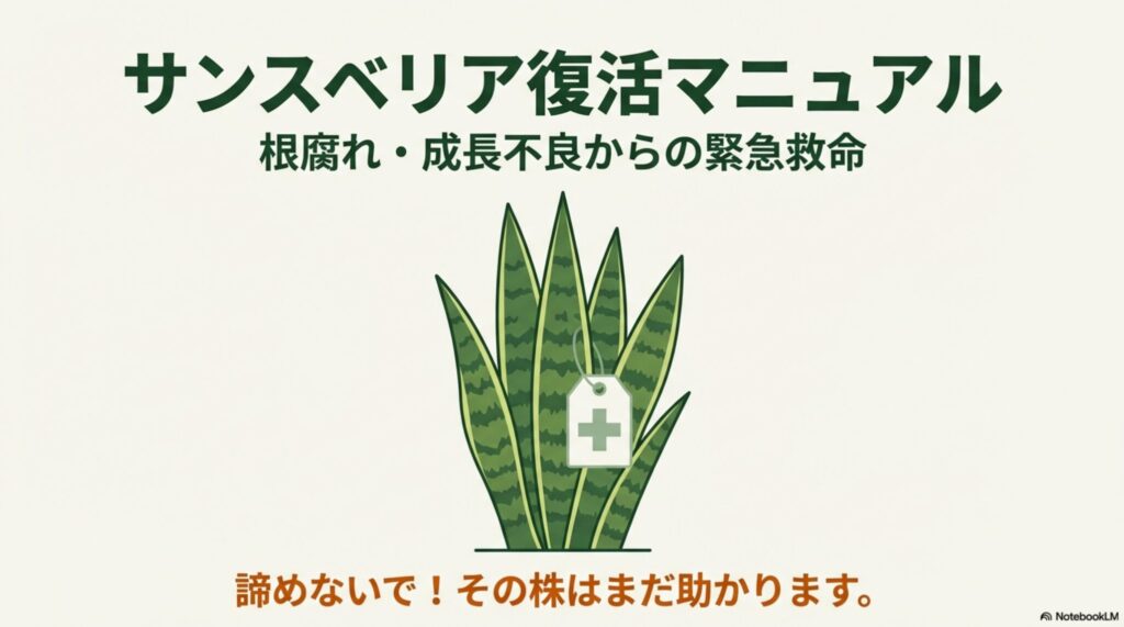 救急タグが付けられたサンスベリアのイラスト