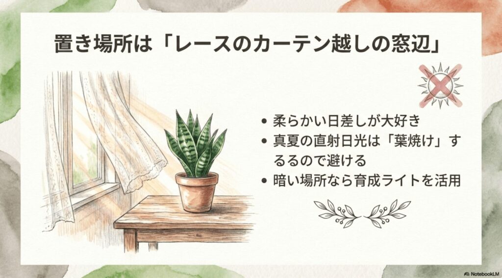 サンスベリア・ボブの置き場所と真夏の直射日光による葉焼けへの注意