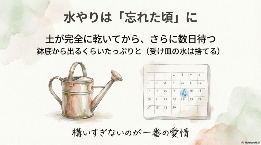 サンスベリア・ボブの水やりは土が完全に乾いてからたっぷり与える