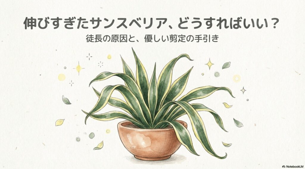 鉢植えで育つ健康なサンスベリアのイラスト