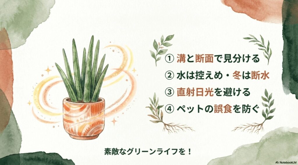 サンスベリア・スタッキーの育て方まとめ（見分け方、水やり、日当たり、ペット対策）