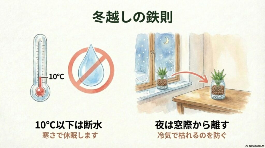 冬場の窓際の寒さと部屋の中央へ移動させる対策のイラスト