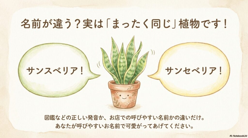 サンスベリアとサンセベリアはまったく同じ植物